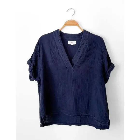 Xirena Avery Cotton Top in North Star Navy Blue Gauze Muslin - Picture 5 of 11